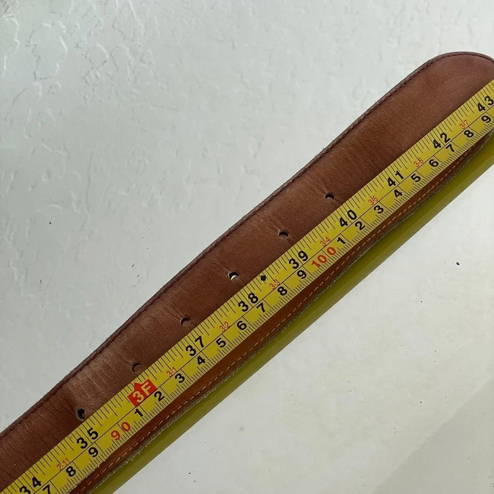 Vintage ACE MARKS Handcrafted Brown Leather Belt size 125|110 (38) Made in Italy